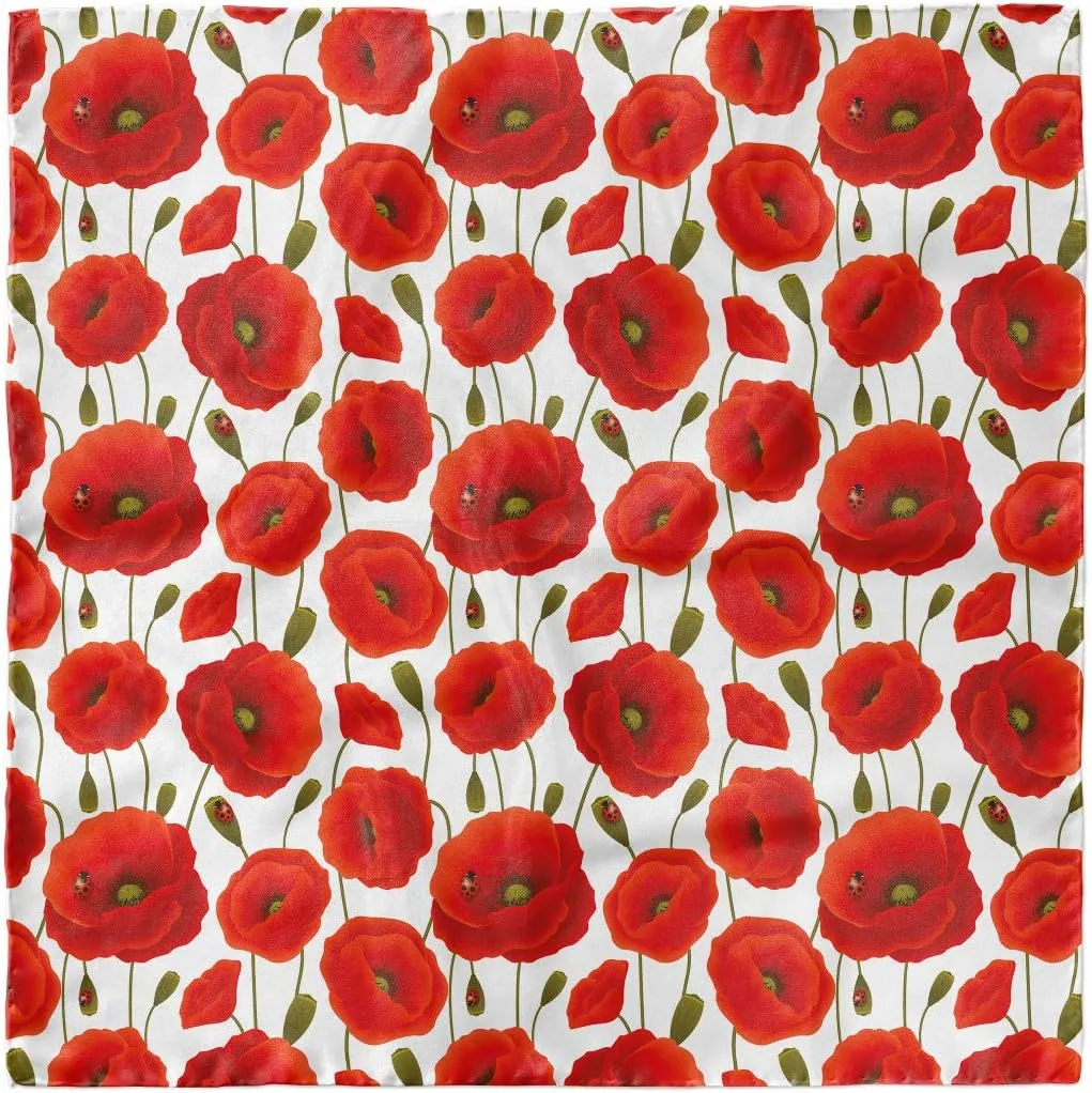 Ambesonne Poppy Head Scarf, Floral Blossom Spring, Hair Wrap