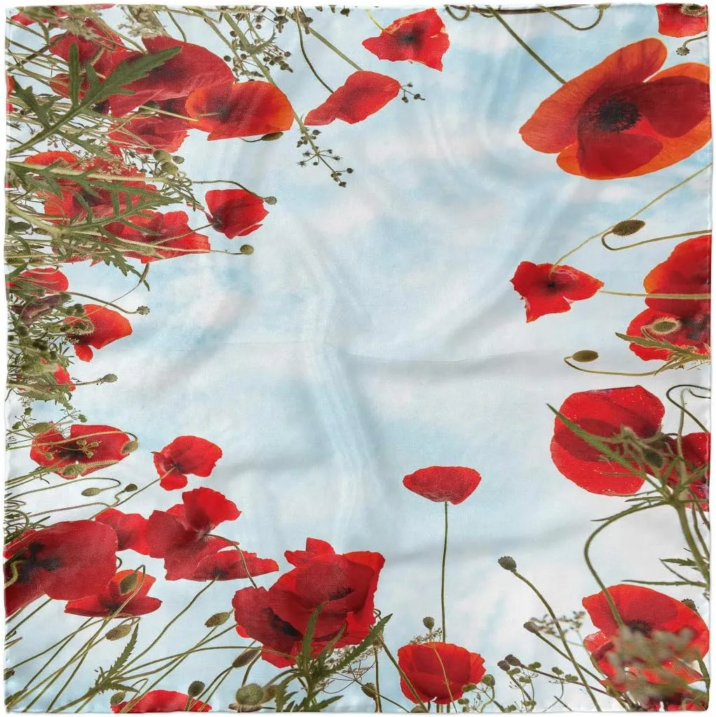 Ambesonne Poppy Headscarf, Meadow Flowers Cottage, Hijab Scarf