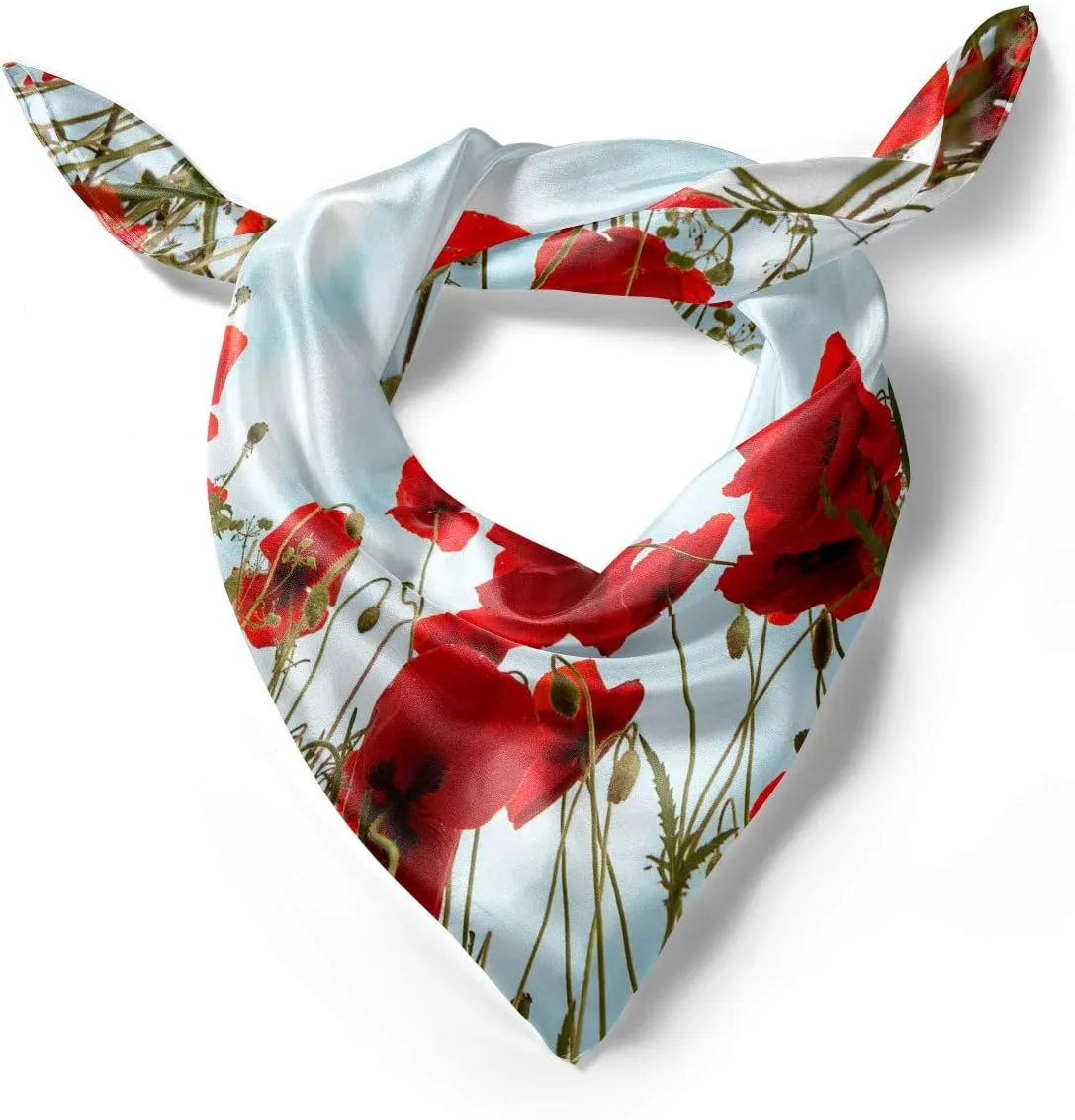 Ambesonne Poppy Headscarf, Meadow Flowers Cottage, Hijab Scarf