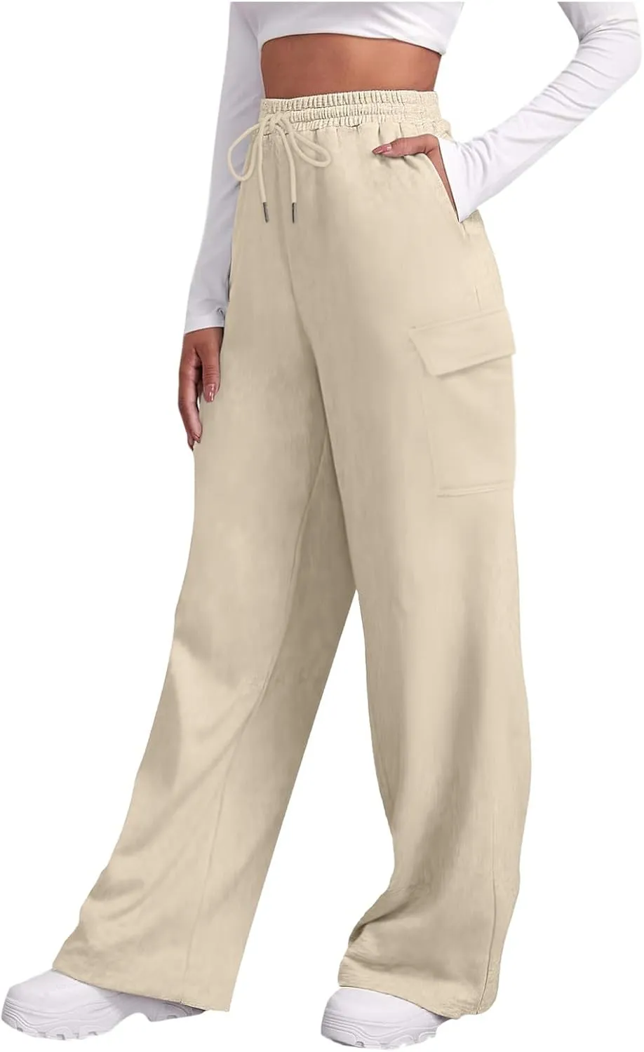 Baggy Sweatpants for Women Tapered Spring Running Joggers Modern Solid Fitted Pants Comfy Elastic Waist with Pockets