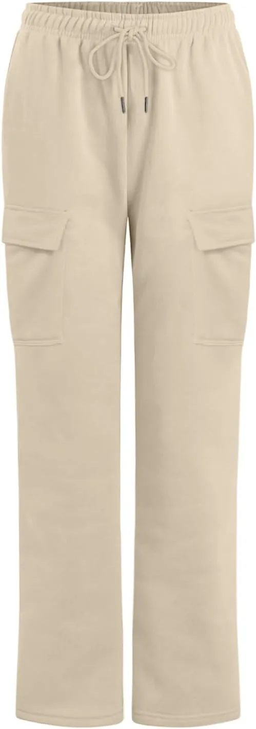Baggy Sweatpants for Women Tapered Spring Running Joggers Modern Solid Fitted Pants Comfy Elastic Waist with Pockets
