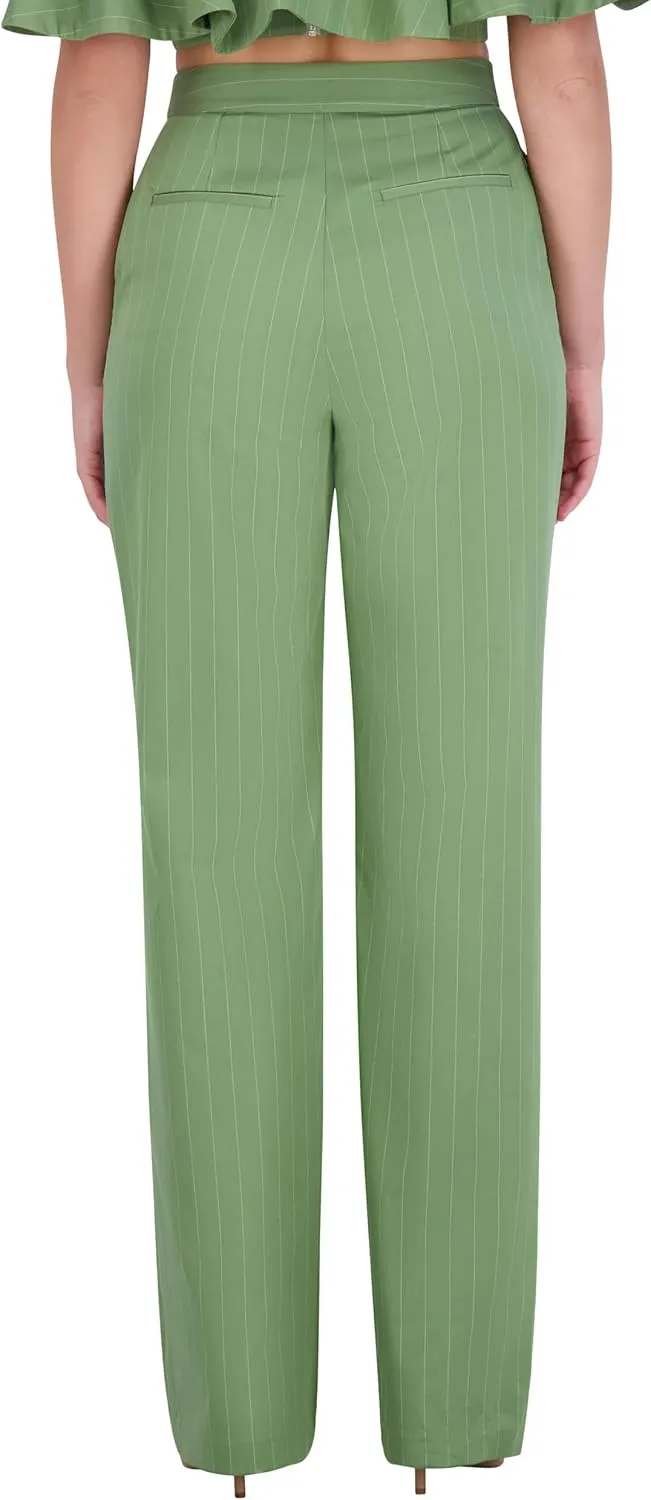 BCBGMAXAZRIA Women's Straight Leg Pinstripe Trouser Pants