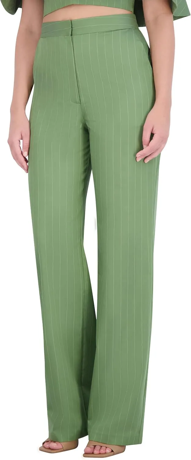 BCBGMAXAZRIA Women's Straight Leg Pinstripe Trouser Pants