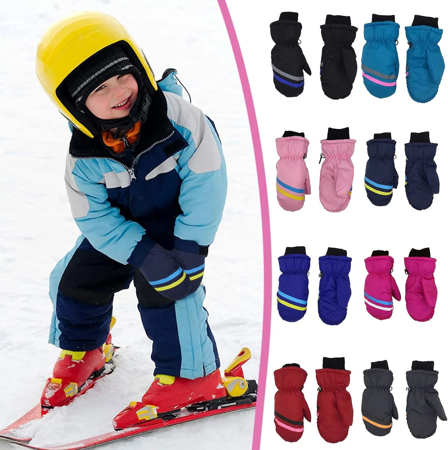 Children Toddlers Gloves Waterproof Insulated Snow Gloves Ourdoor Sports Ski Mittens for Baby Girls Boys