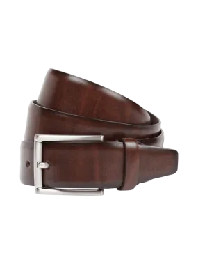 Christian Berg leather belt with buckle, dark brown