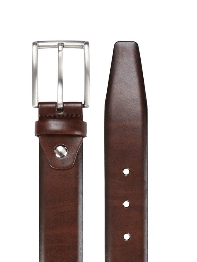 Christian Berg leather belt with buckle, dark brown