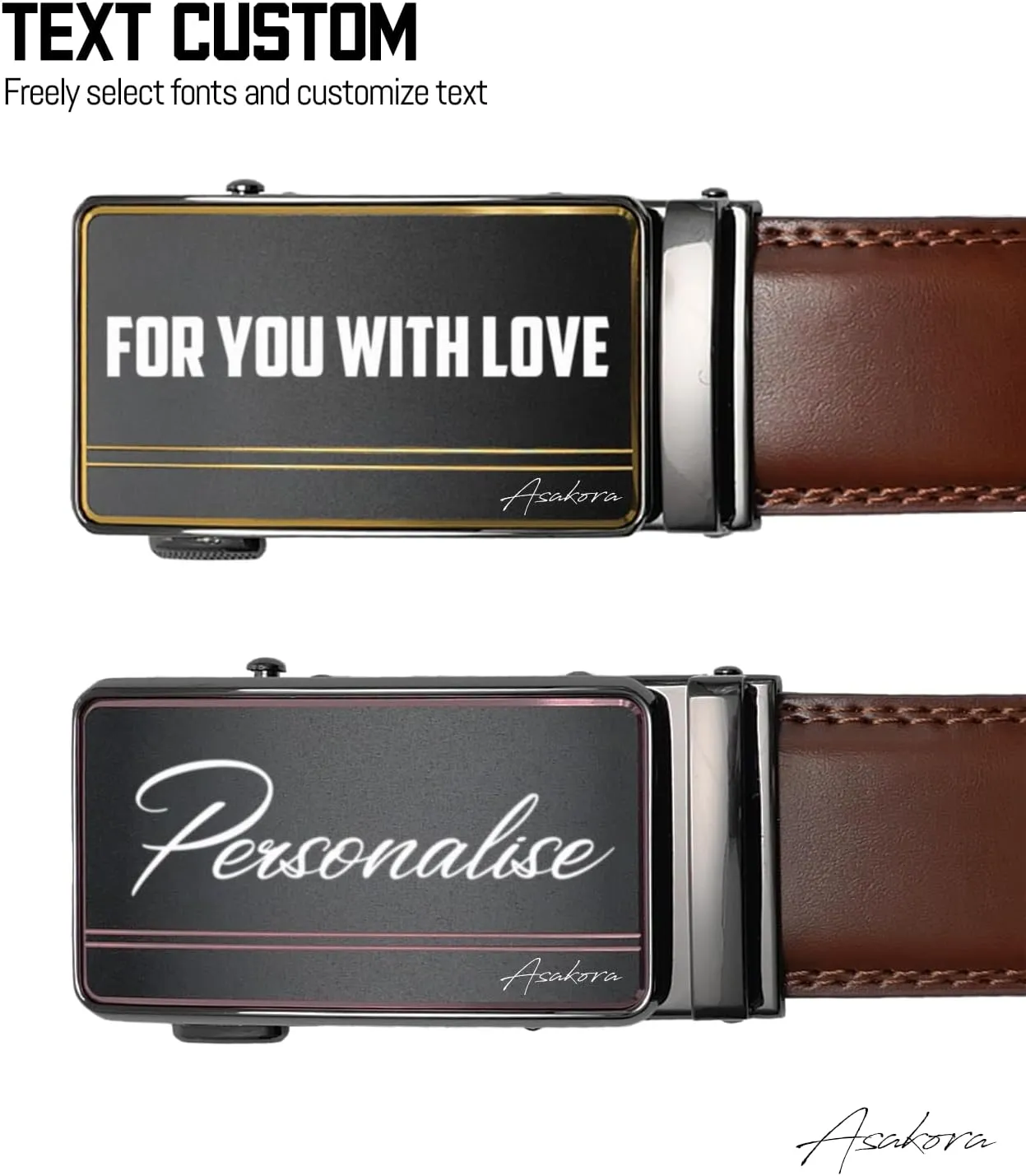 Custom Men's Belt,Personalized Engraved Name 1 3/8" Leather Ratchet Dress Belt,Customizable Fit,Elegant Gift Box