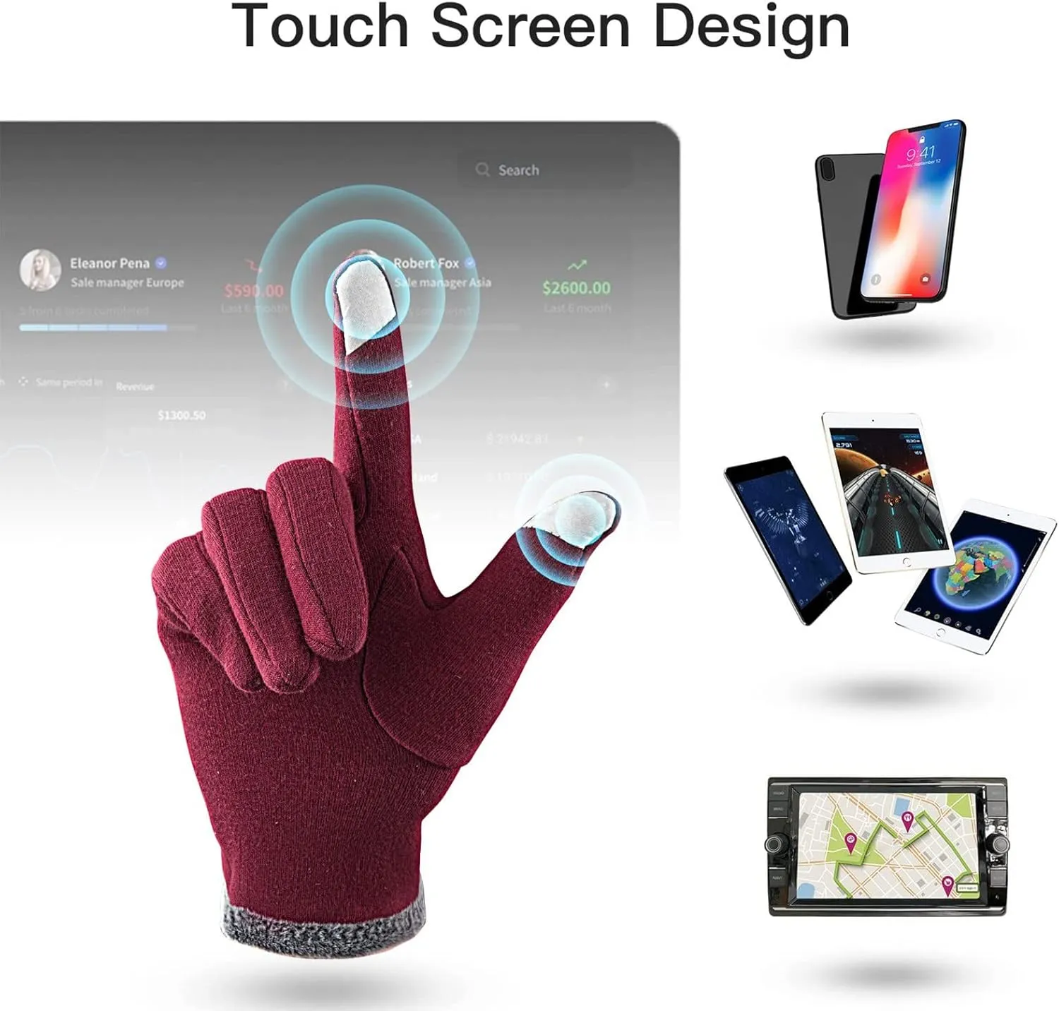 Driving Motorcycle Gloves Winter Gloves Men Women Cold Weather Touchscreen Knit Warm Gloves