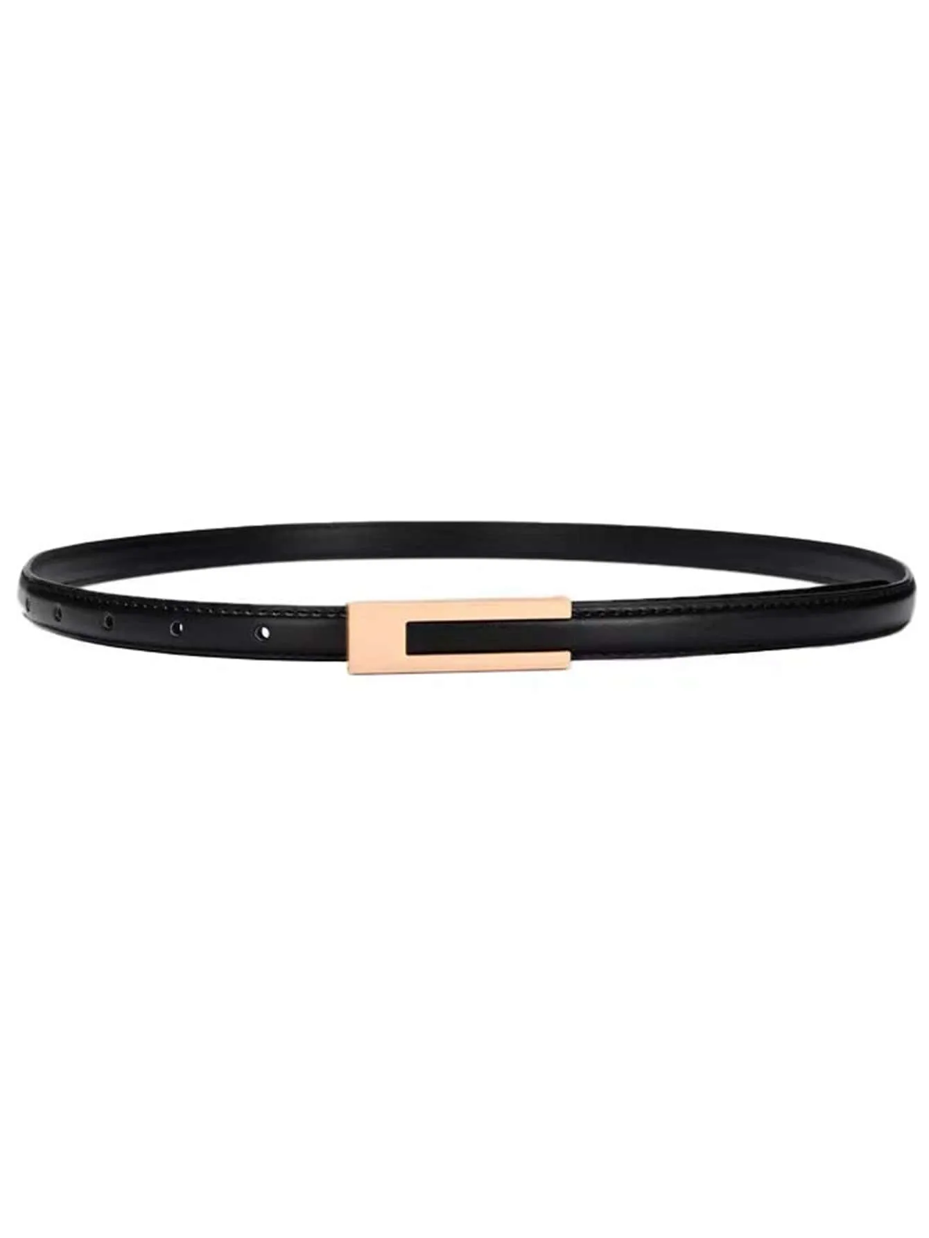 Elegant 1pc Women's Black Vintage Skinny Belt For Dress, Shirt, Suit & Daily Wear