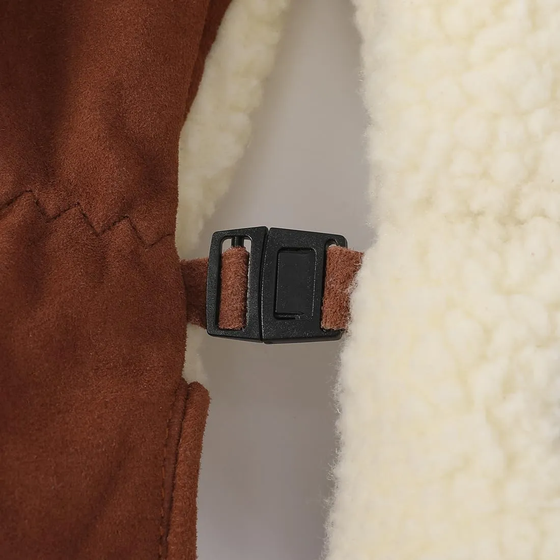 Harssidanzar Women's Sherpa Mitten Genuine Suede Outdoor Mitt Winter For Thermal Thinsulate Lined With Finger Liners SL020US