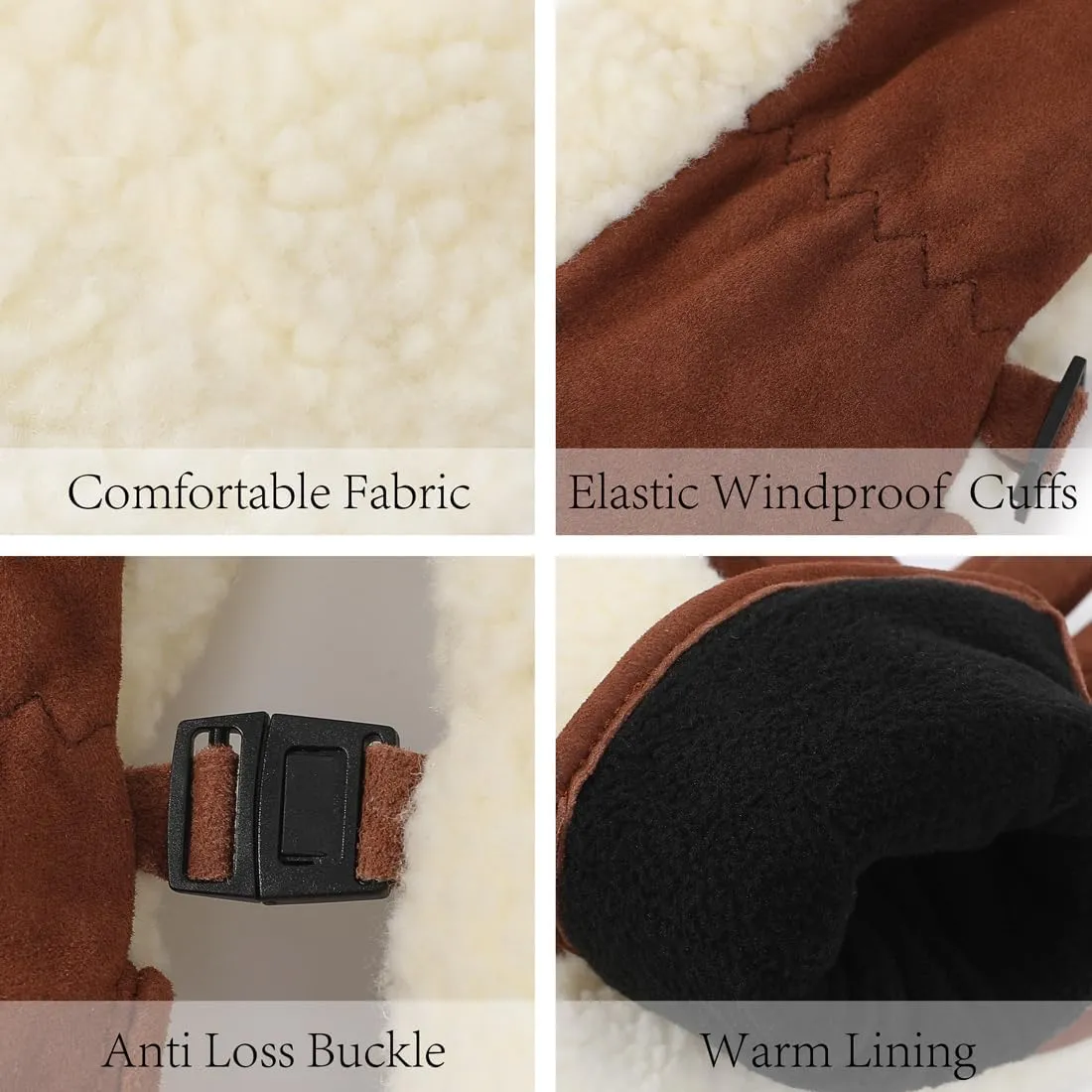 Harssidanzar Women's Sherpa Mitten Genuine Suede Outdoor Mitt Winter For Thermal Thinsulate Lined With Finger Liners SL020US