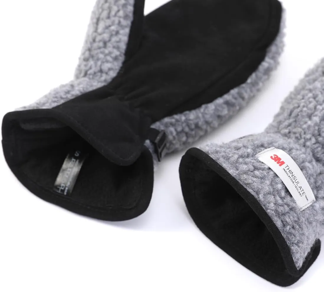 Harssidanzar Women's Sherpa Mitten Genuine Suede Outdoor Mitt Winter For Thermal Thinsulate Lined With Finger Liners SL020US