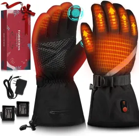 Heated Gloves, Heated Gloves for Men Women Rechargeable Electric Waterproof Thermal Warm Work Winter Hand Warmers for Cold Weather Work Hunting Fishing Cycling Hiking Skiing (Black, XL)