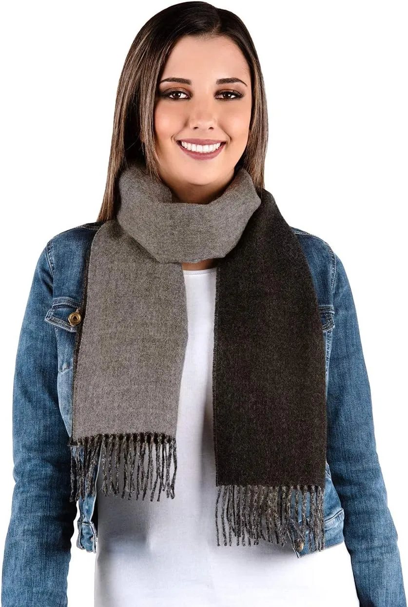 Inca Fashions - Alpaca Wool Scarf - 100% Pure Baby Alpaca - Double Sided Reversible Contrast Scarf