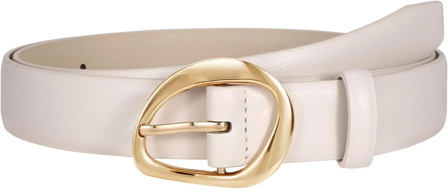 JASGOOD Leather Belts for Women Casual Fashion Waist Belt with Gold Buckle Ladies for Jeans Pants Dresses