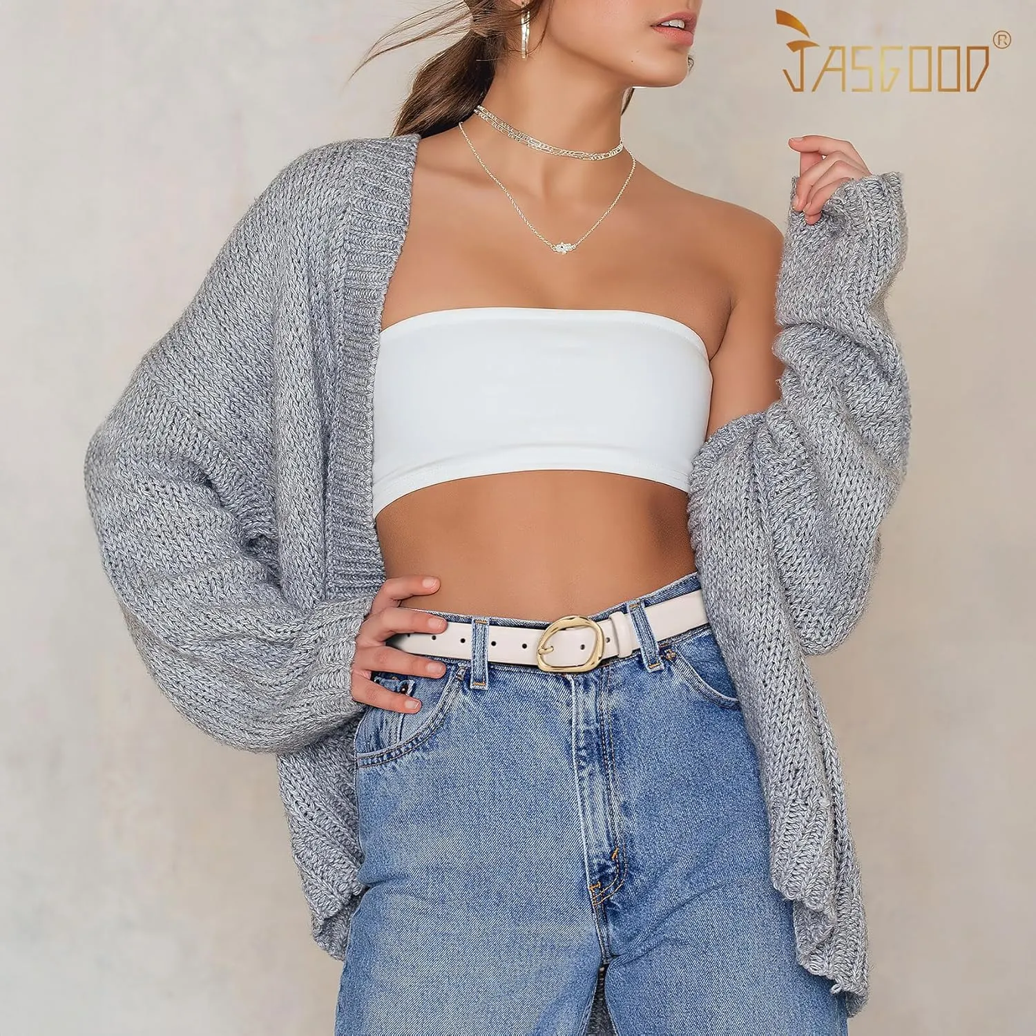 JASGOOD Leather Belts for Women Casual Fashion Waist Belt with Gold Buckle Ladies for Jeans Pants Dresses