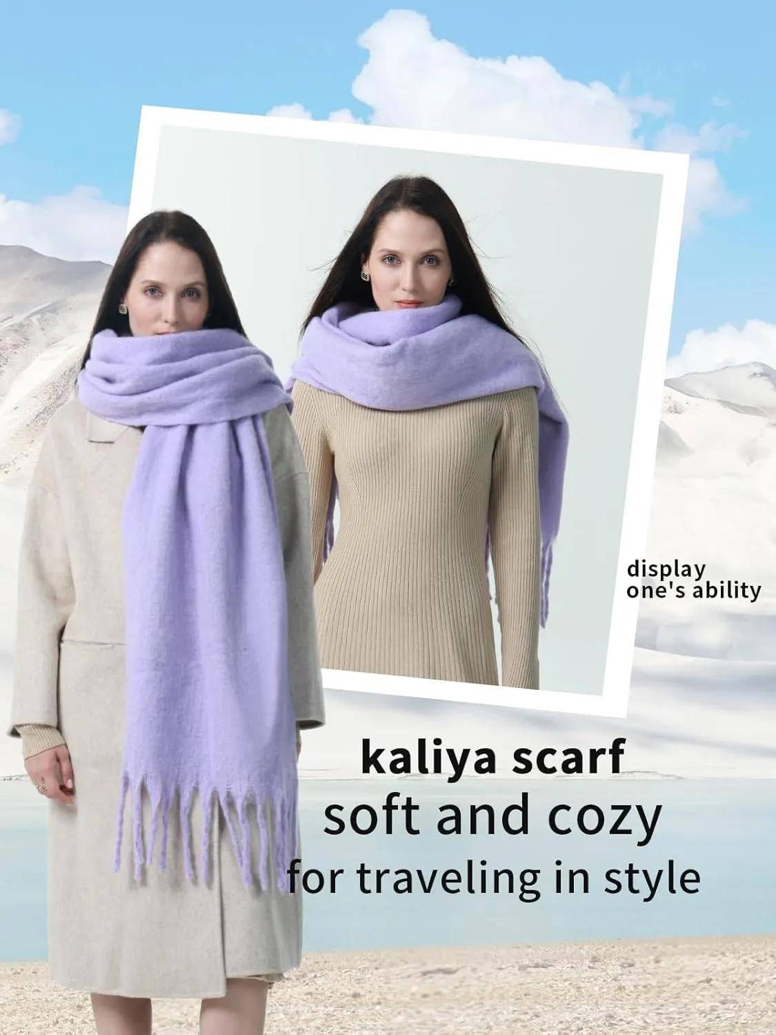 kaliya Womens Chunky Oversized Plaid Winter Scarf for Women,Women's Fashion Colorful Christmas Blanket Scarf Ladies Scarves