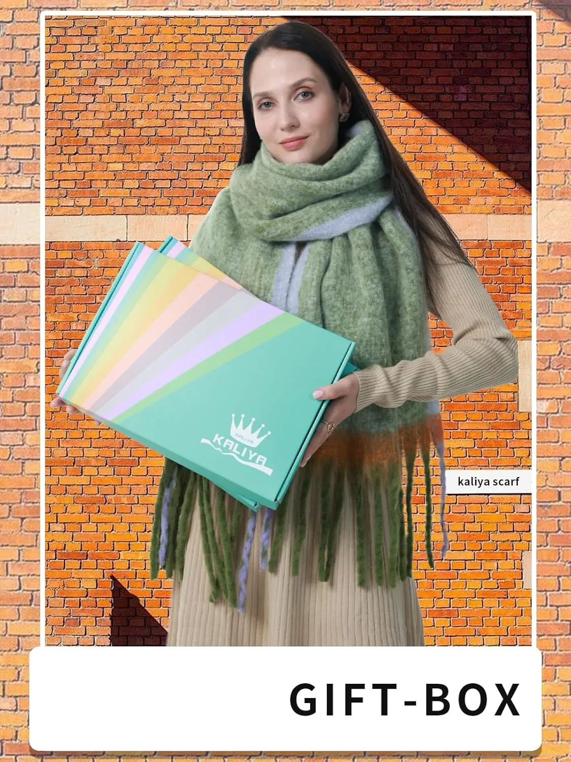 kaliya Womens Chunky Oversized Plaid Winter Scarf for Women,Women's Fashion Colorful Christmas Blanket Scarf Ladies Scarves