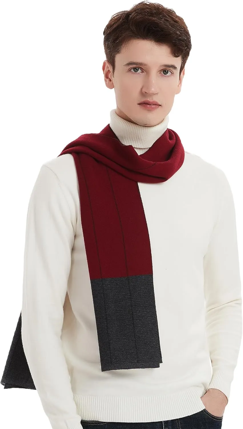 Men Winter Cashmere Scarf Wool Soft Warm Knitted Plaid Scarves for Men