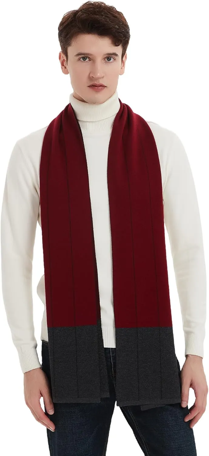 Men Winter Cashmere Scarf Wool Soft Warm Knitted Plaid Scarves for Men