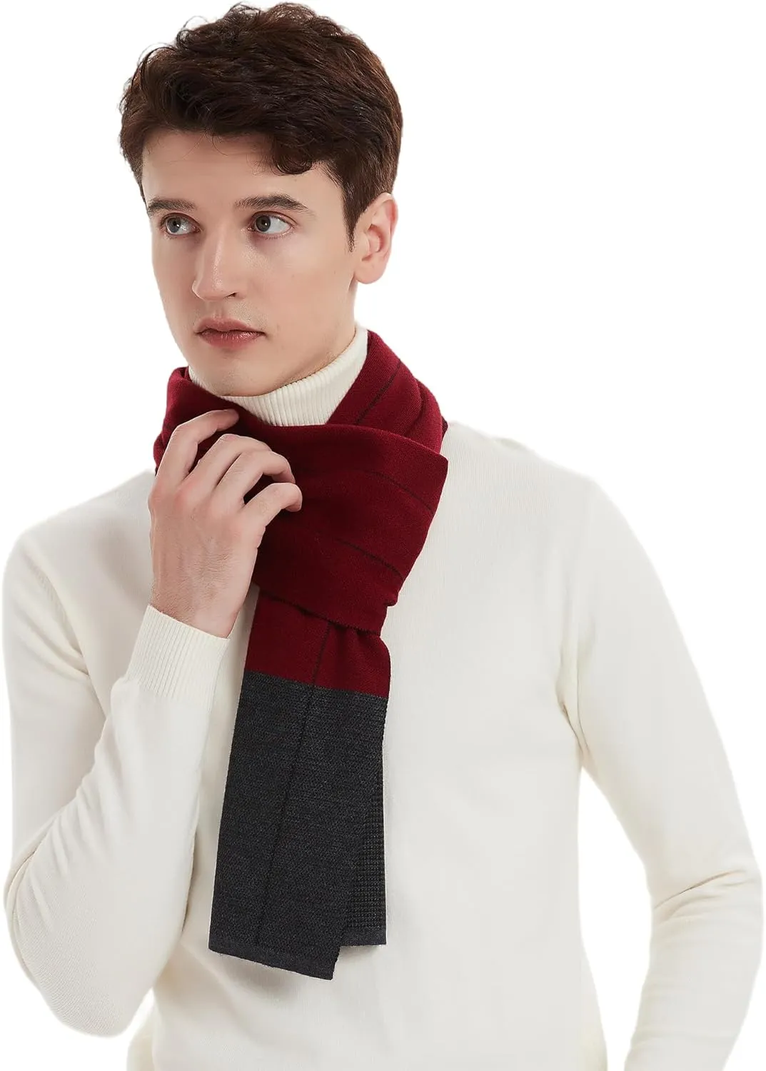 Men Winter Cashmere Scarf Wool Soft Warm Knitted Plaid Scarves for Men
