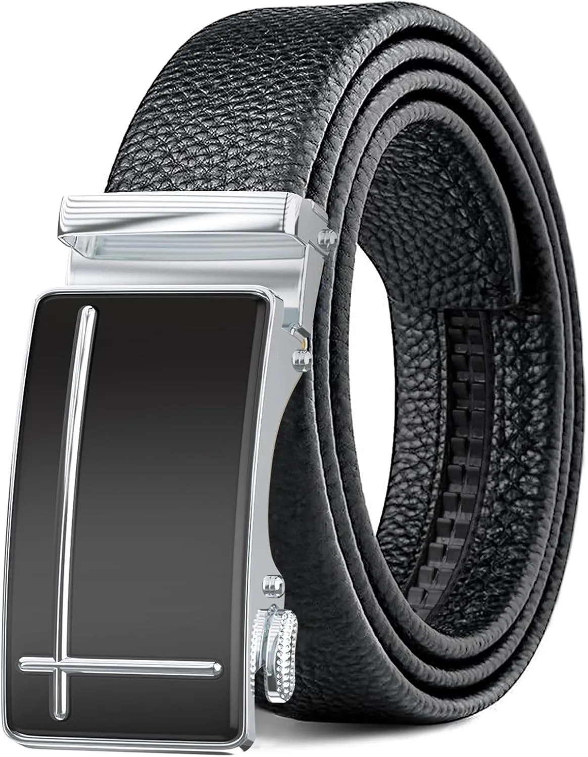 Men's Belt,Leather Ratchet Dress Belts with Sliding Adjustable Belts Dress Casual Jeans Comfort Trim to Fit