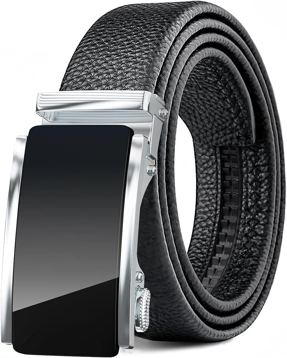 Men's Belt,Leather Ratchet Dress Belts with Sliding Adjustable Belts Dress Casual Jeans Comfort Trim to Fit