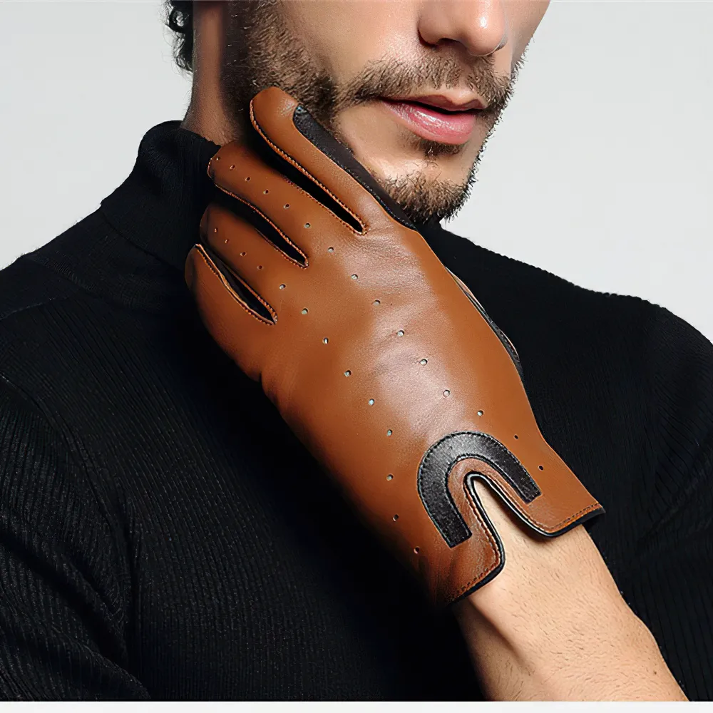 Men's Sheepskin Gloves for Horse Riding / Male Breathable Gloves