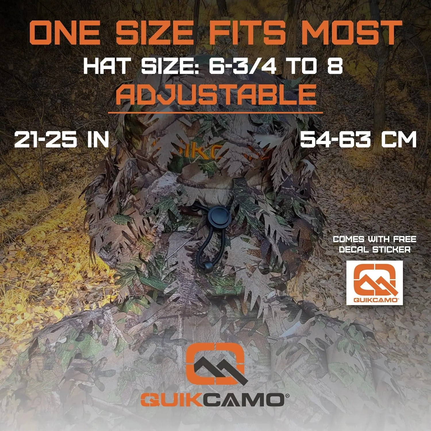 QuikCamo Realtree & Mossy Oak 3D Leafy Camo Face Mask Bucket Hat for Men Deer Duck and Turkey Hunting (Fully Adjustable OSFM)