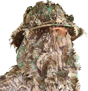 QuikCamo Realtree & Mossy Oak 3D Leafy Camo Face Mask Bucket Hat for Men Deer Duck and Turkey Hunting (Fully Adjustable OSFM)