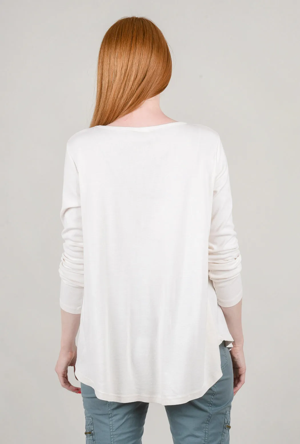Relaxed L/S Round Neck Tee, Milk