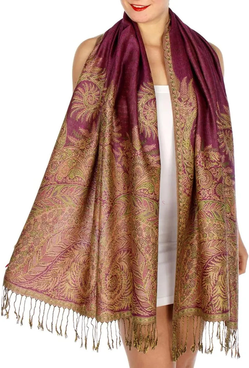 SERENITA Pashmina Scarf for Women Large Cashmere feel Big Paisley Rave Shawl Wraps, Soft Scarves Travel Accessories