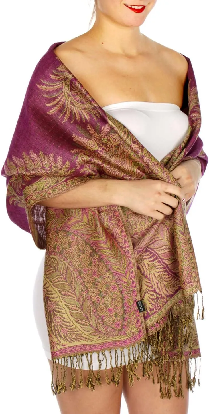 SERENITA Pashmina Scarf for Women Large Cashmere feel Big Paisley Rave Shawl Wraps, Soft Scarves Travel Accessories