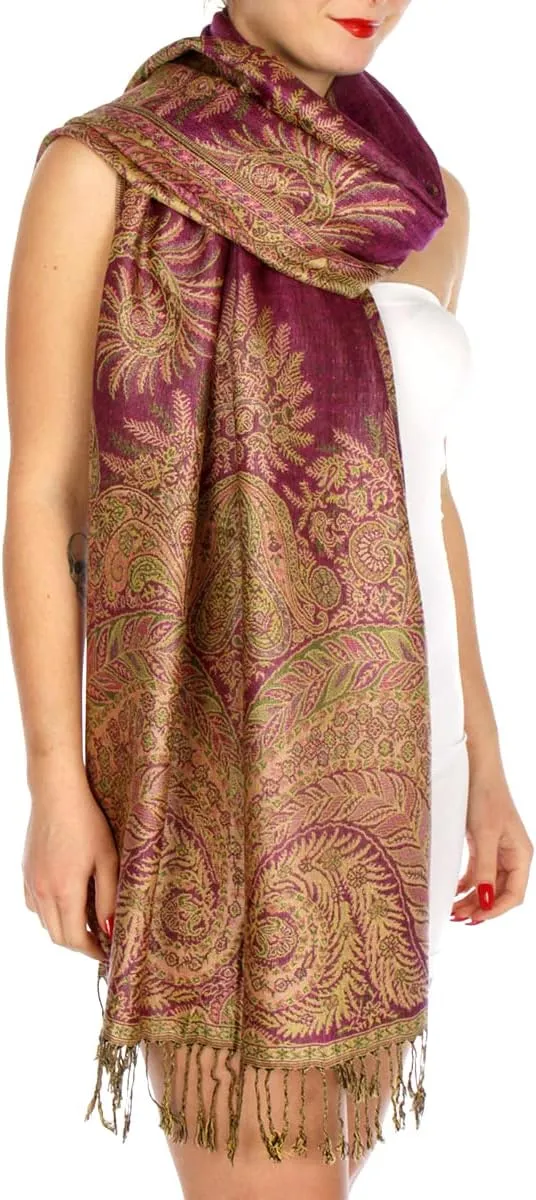 SERENITA Pashmina Scarf for Women Large Cashmere feel Big Paisley Rave Shawl Wraps, Soft Scarves Travel Accessories
