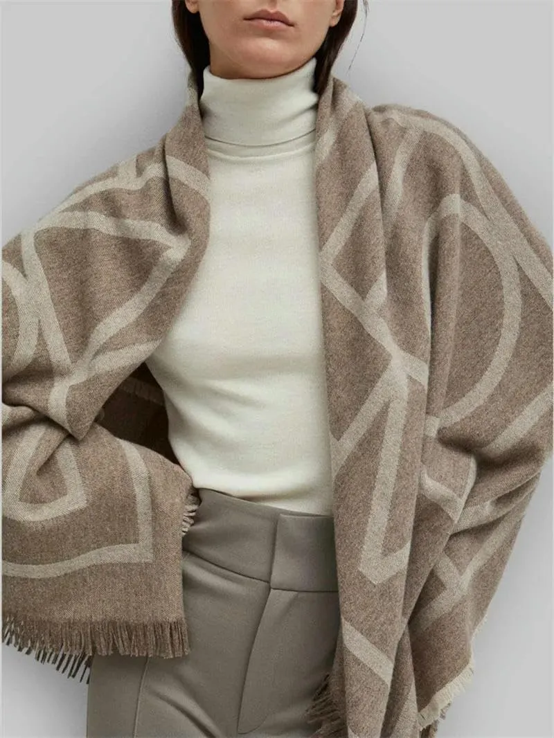 Shawl Wraps for Women Winter Soft Cashmere Scarf Letter Shawl Thick Warm Unisex Cashmere Shawl