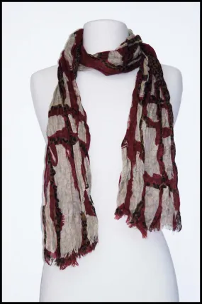 Soft Wrinkled 3 Pattern Center-seamed Scarf