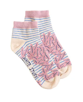 Stripe Leaf Trainer Socks - Blue Multi