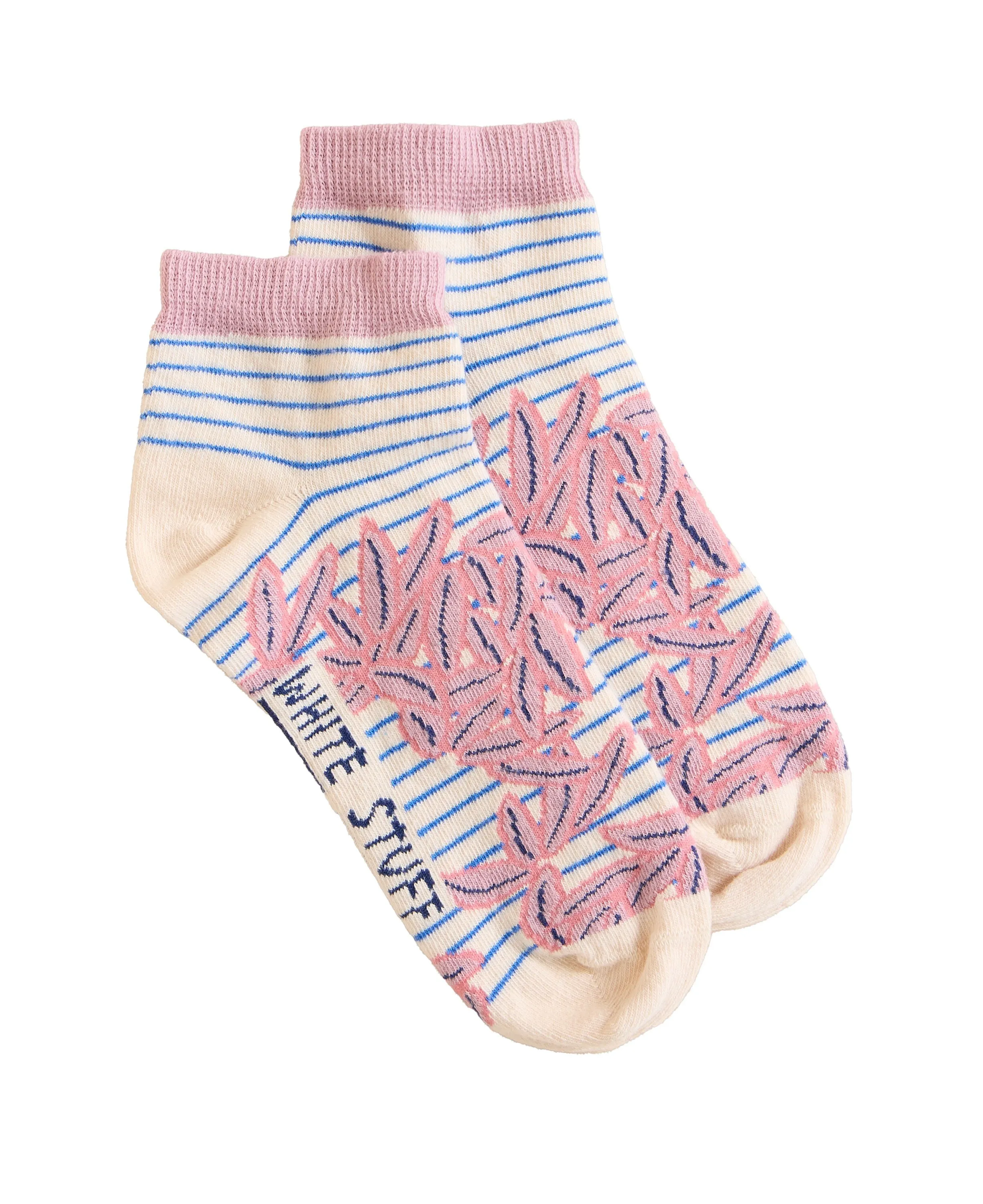 Stripe Leaf Trainer Socks - Blue Multi
