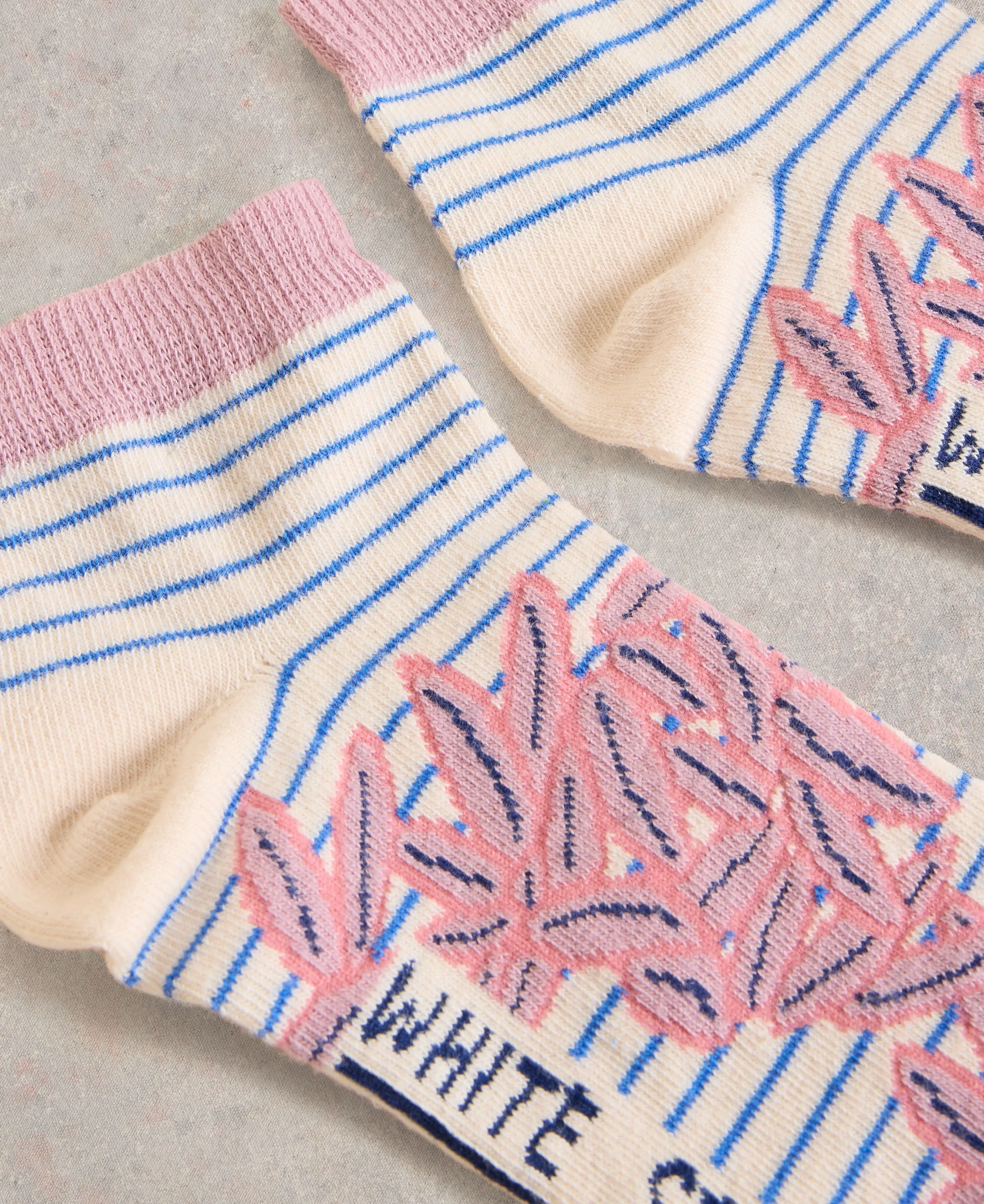 Stripe Leaf Trainer Socks - Blue Multi