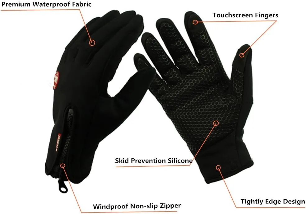 Touch Screen Gloves Winter Gloves Driving Gloves Windproof Outdoor Work Gloves for Men Women,Black