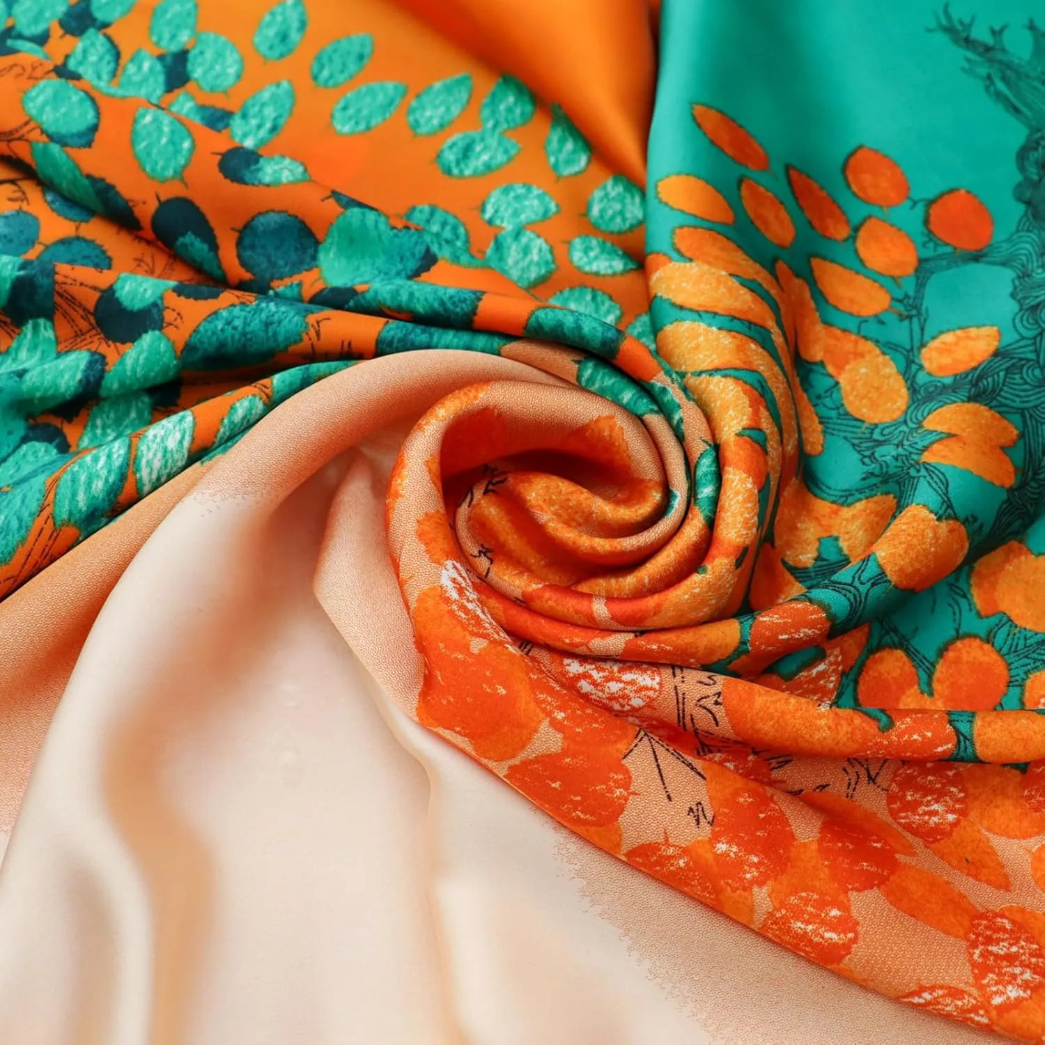 vimate 100% Large Silk Feeling Scarf-Women's Fashion Long Mulberry Silk Satin Neck Scarf Sunscreen Shawl Wrap Headscarf