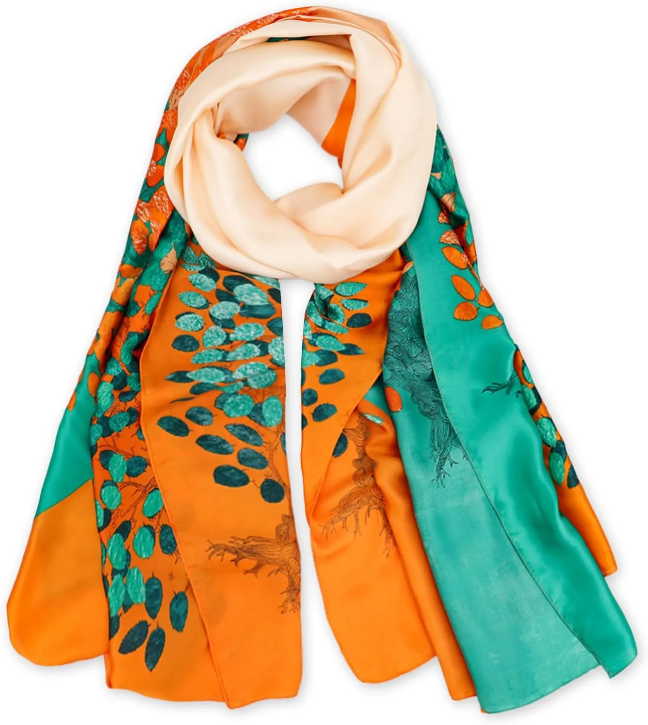 vimate 100% Large Silk Feeling Scarf-Women's Fashion Long Mulberry Silk Satin Neck Scarf Sunscreen Shawl Wrap Headscarf