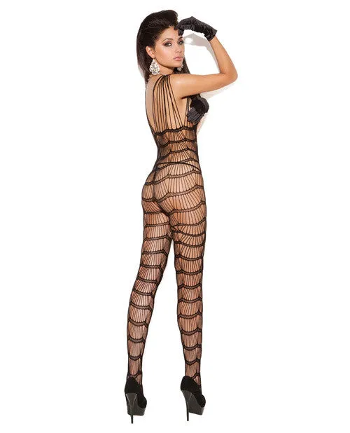 Vivace Vertical Striped Bodystocking Black O/S