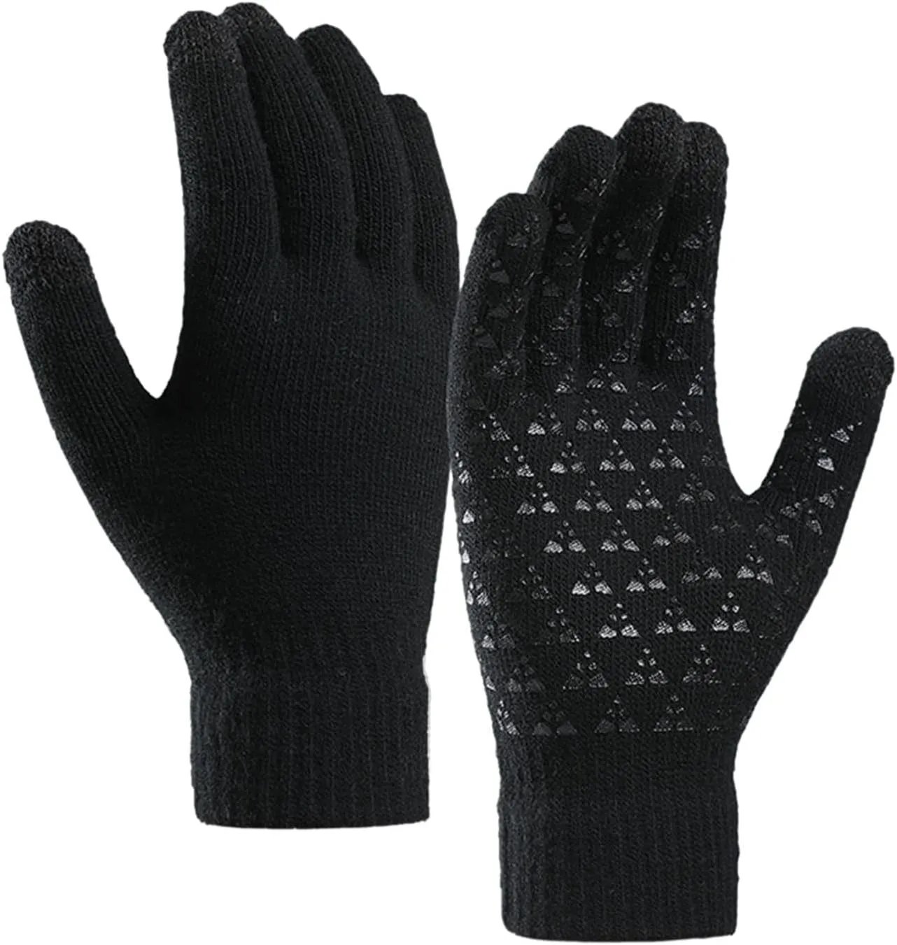 Winter Gloves,Full Fingers Touch Screen Thermal Knit Lining Warm Gloves for Driving Cold Weather Hiking Kids