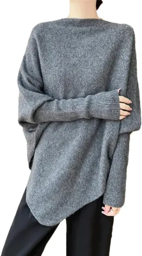 Women Wool Shawls Sweater Loose Knit Elegant Soft Pullover