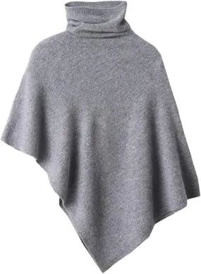 Women Wool Turtleneck Pullover Shawls Knitted Irregular Soft Warm Loose Thin Sweater Coat