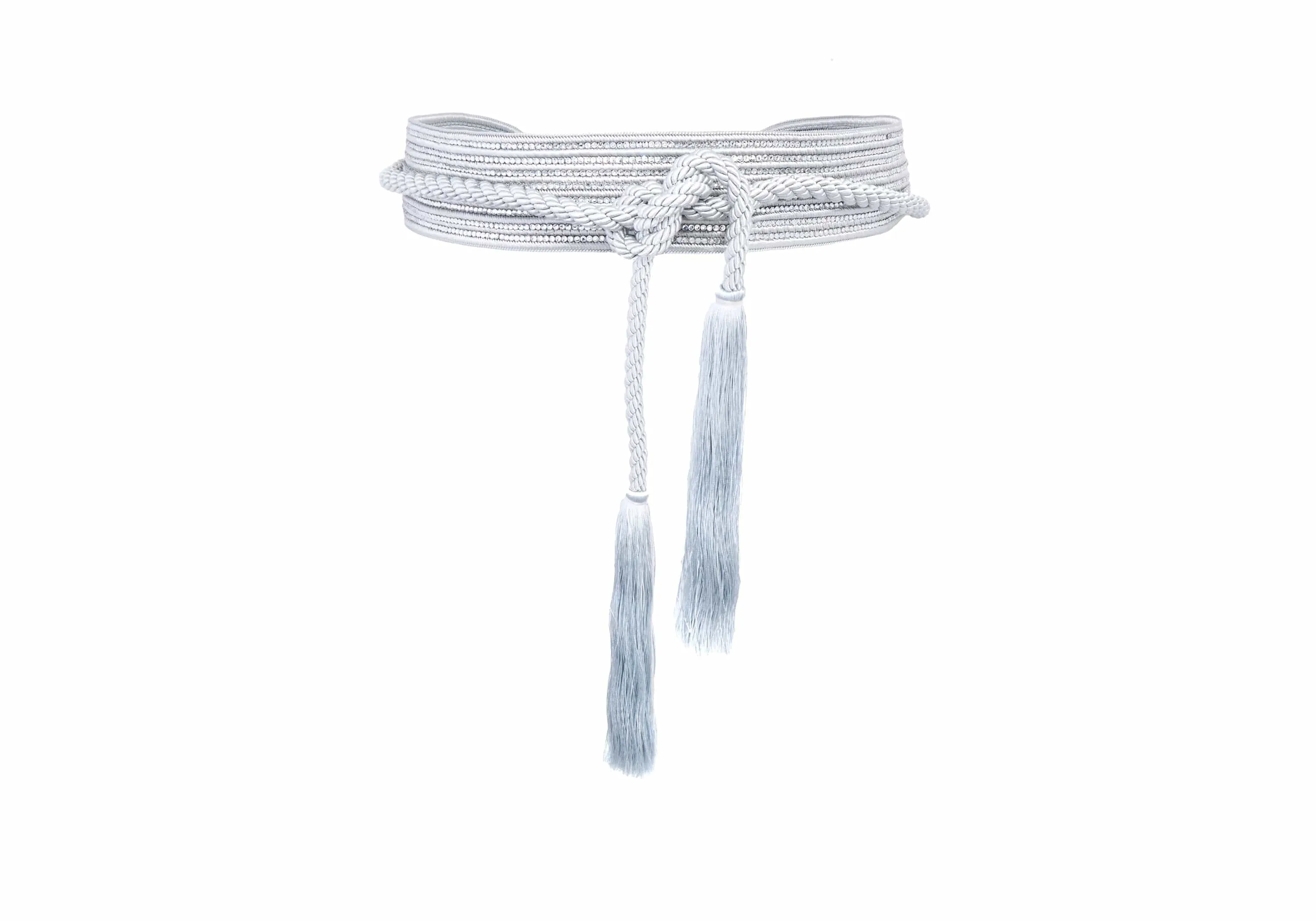 Wrap Corded Cummerbund Belt Silver