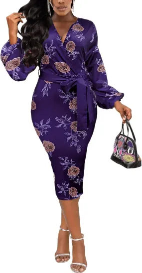 Xinlees Women's Elegant Dresses Sexy Bodycon Long Sleeve Pencil Business Dresses