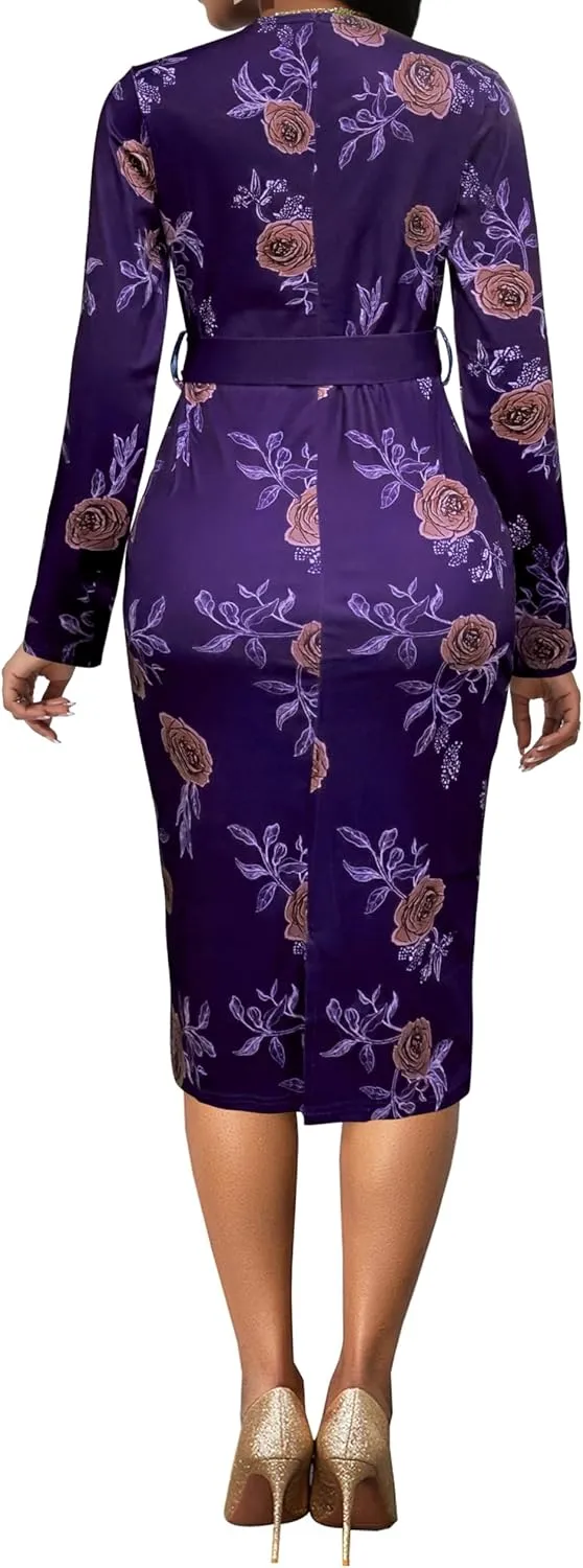 Xinlees Women's Elegant Dresses Sexy Bodycon Long Sleeve Pencil Business Dresses