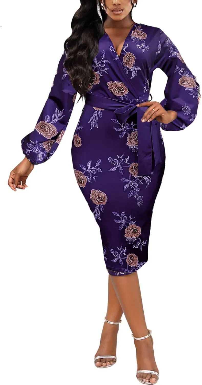 Xinlees Women's Elegant Dresses Sexy Bodycon Long Sleeve Pencil Business Dresses